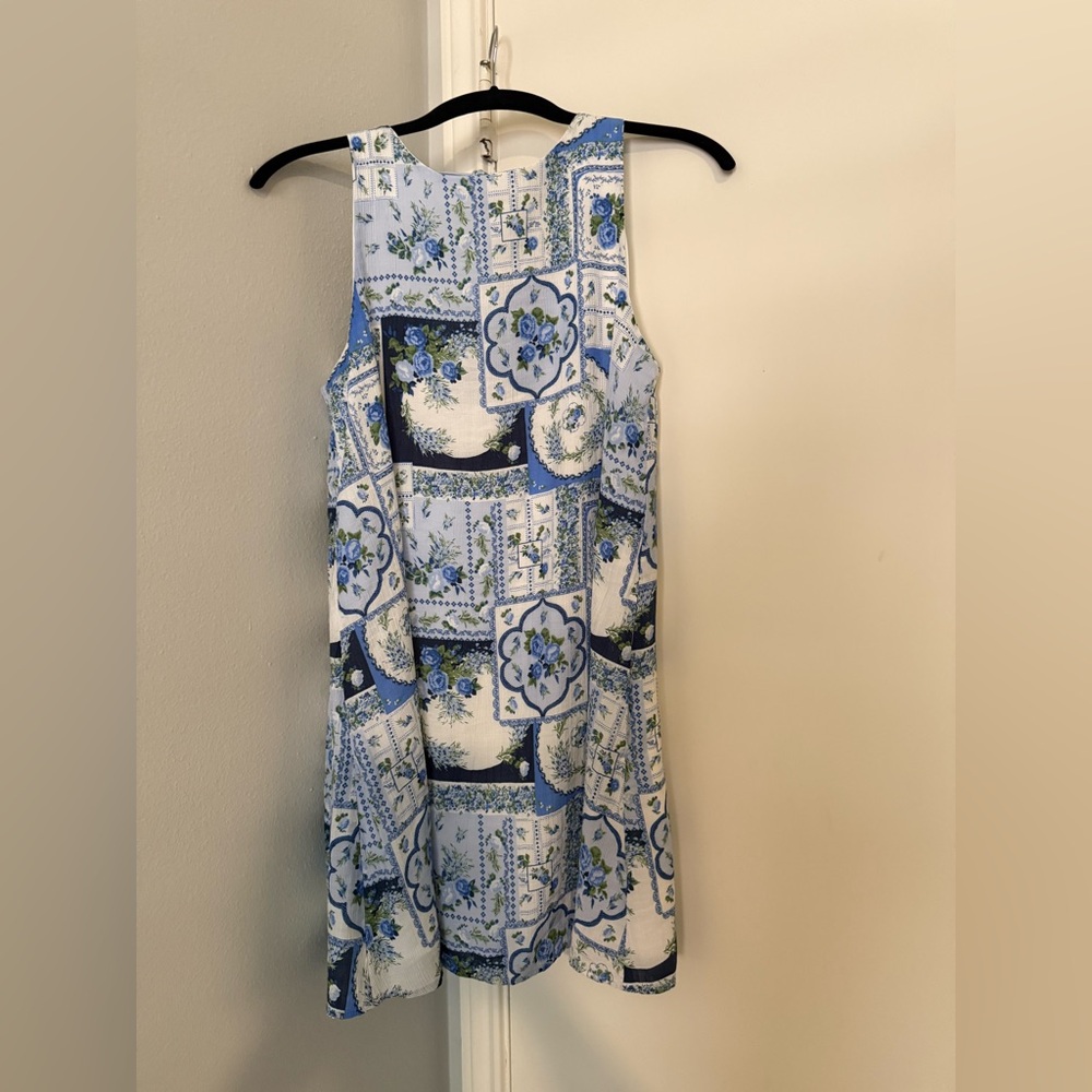 Abercrombie & Fitch Blue and White Patchwork mini Dress